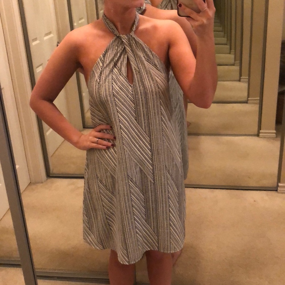Black and white printed dress with open back